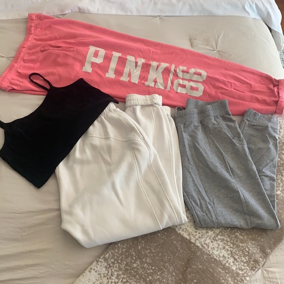 PINK Victoria's Secret Pants - 3 pairs of sweats and top Victorias Secret size Medium boyfriend baggy pants